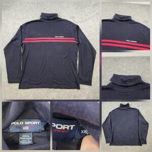 Vintage Polo Sport Ralph Lauren Shirt Mens 2XL Turtleneck Long Sleeve 90s Stripe